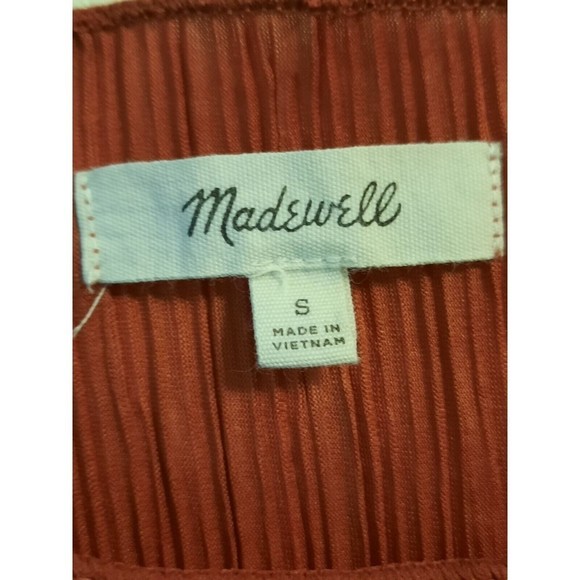 Madewell Micropleat Short Sleeve Top in Color Rusty Torch Women’s Size Small - Picture 3 of 5